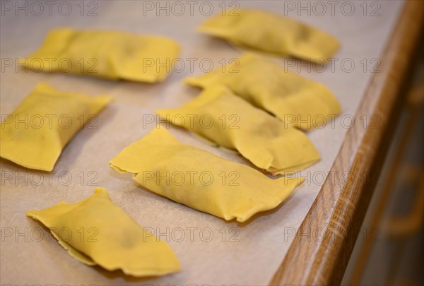 Several uncooked Swabian Maultaschen