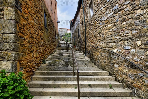 Narrow street with flowers and old stone houses
