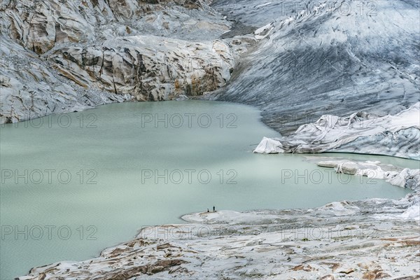 Alpine landscape with Rhone glacier and Rhone spring