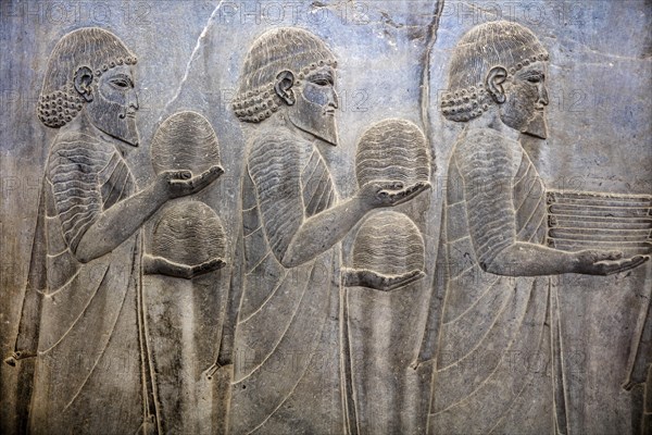 Relief detail of the delegation of nations bringing gifts to Darius on the steps of Apadana Palace