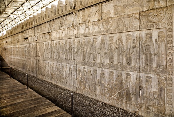 Relief detail of the delegation of nations bringing gifts to Darius on the steps of Apadana Palace