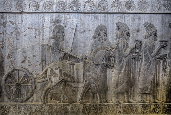 Relief detail of the delegation of nations bringing gifts to Darius on the steps of Apadana Palace