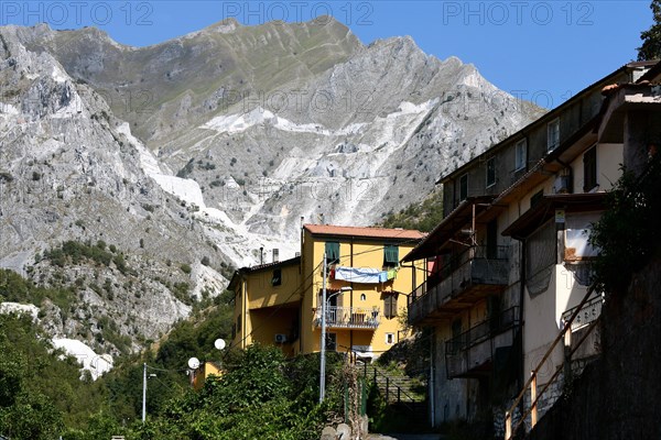 Mountain village of Colonnata in the marble quarrying area of Carrara