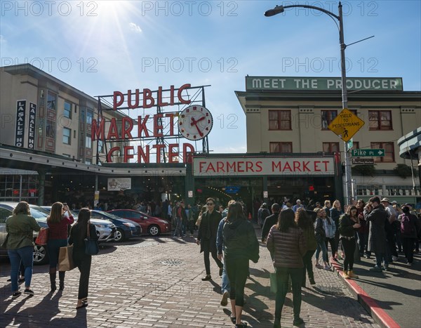 Entrance area with large sign