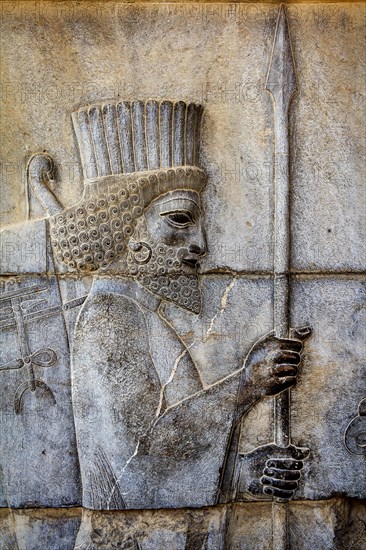 Relief detail of the delegation of nations bringing gifts to Darius on the steps of Apadana Palace