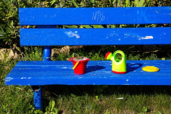 Park bench on the waterfront