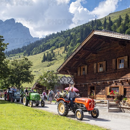 Vintage tractors at the Kirtag in Almdorf Eng