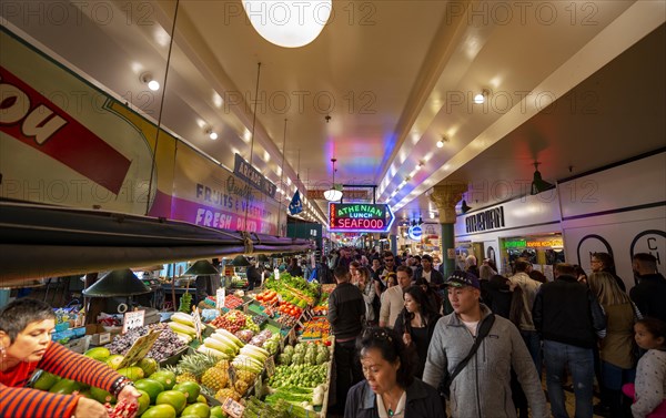 People in a market hall