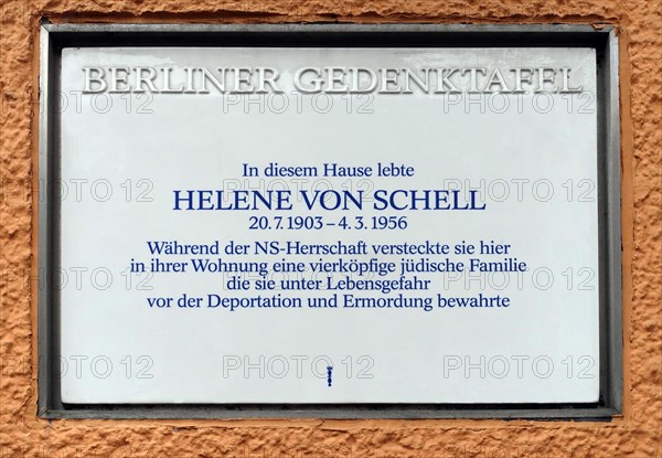 Berlin memorial plaque for Helene von Schell