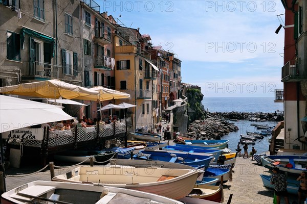 The easternmost village of the Cinque Terre Riomaggiore on the Italian Riviera