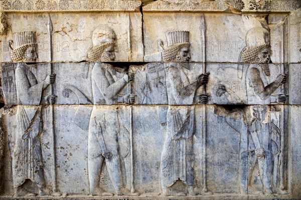 Relief detail of the delegation of nations bringing gifts to Darius on the steps of Apadana Palace