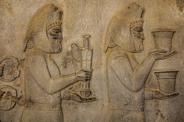 Relief detail of the delegation of nations bringing gifts to Darius on the steps of Apadana Palace