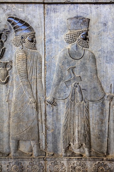 Relief detail of the delegation of nations bringing gifts to Darius on the steps of Apadana Palace