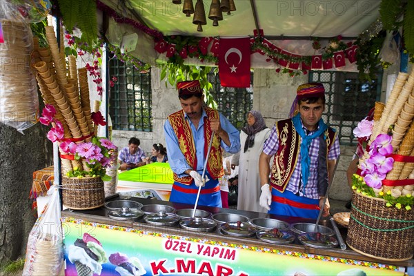 Bazaar street with ice cream seller