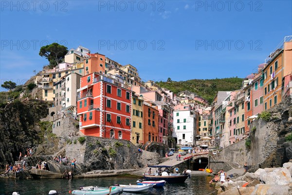 The easternmost village of the Cinque Terre Riomaggiore on the Italian Riviera