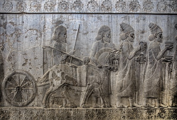 Relief detail of the delegation of nations bringing gifts to Darius on the steps of Apadana Palace