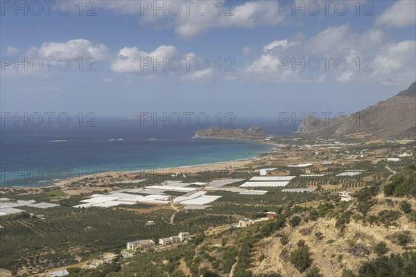 Falassarna Bay with greenhouses