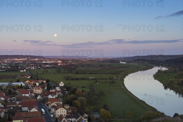 Moonrise from the viewpoint Boselspitze with view on Elbe