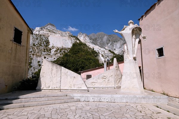 Mountain village of Colonnata in the marble quarrying area of Carrara