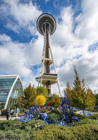 Sculpture garden with colourful glass artworks by Dale Chihuly