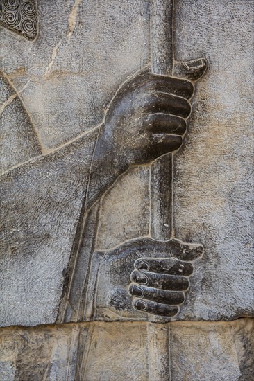 Relief detail of the delegation of nations bringing gifts to Darius on the steps of Apadana Palace