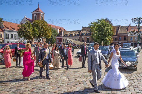 City Hall Square with wedding party