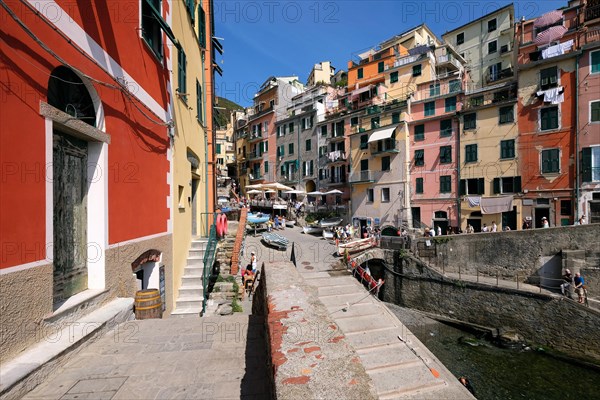 The easternmost village of the Cinque Terre Riomaggiore on the Italian Riviera