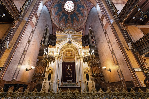 Artfully decorated interior with Torah shrine