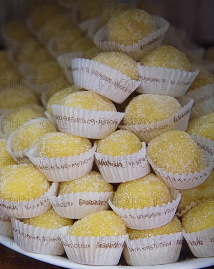 Delicacies made up of almonds and lemon filling with a marzipan cover