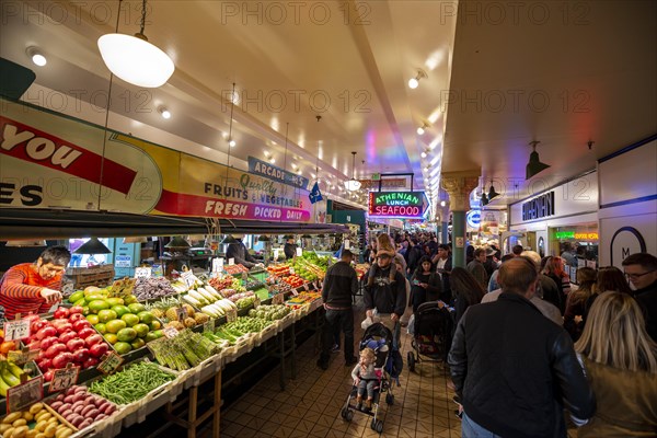 People in a market hall