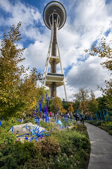 Sculpture garden with colourful glass artworks by Dale Chihuly