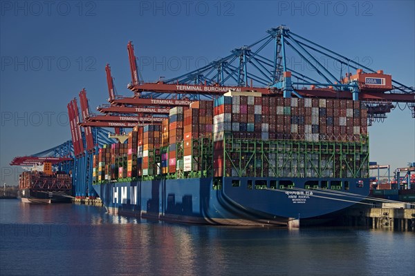 Container terminal Burchardkai with full container ship