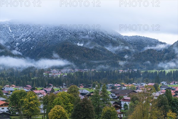 Cold autumn morning with hoarfrost in the mountains