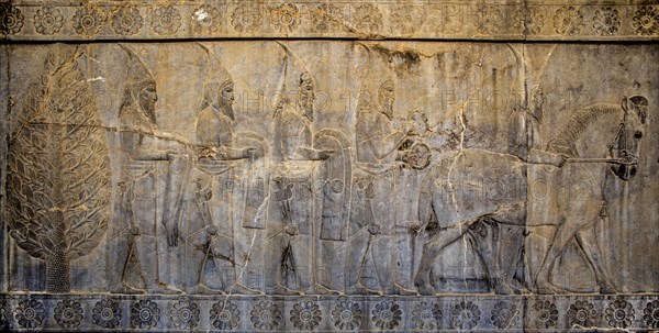 Relief detail of the delegation of nations bringing gifts to Darius on the steps of Apadana Palace