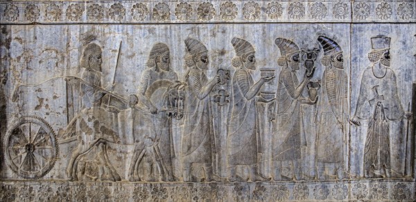 Relief detail of the delegation of nations bringing gifts to Darius on the steps of Apadana Palace