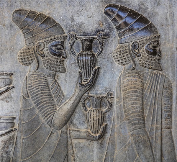 Relief detail of the delegation of nations bringing gifts to Darius on the steps of Apadana Palace