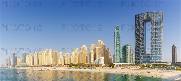 Dubai Jumeirah Beach JBR Beach Sea Marina Skyline Architecture Vacation Panorama in Dubai