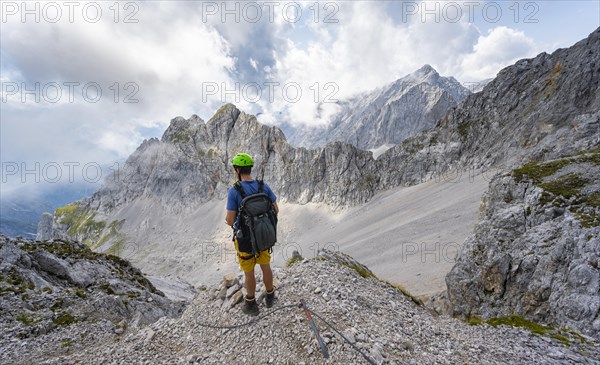 Hikers on the via ferrata