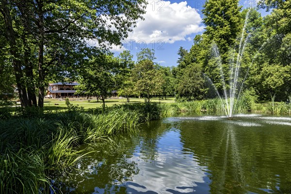 Pond with fountain in the spa park