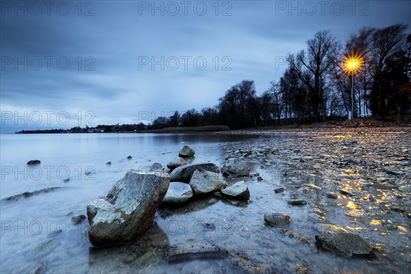 Storm warning light in the morning during a storm at Lake Constance