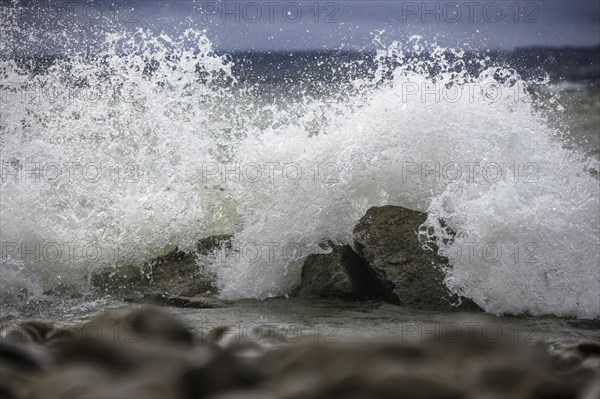 Storm Lolita raging on the stony shore in Hagnau