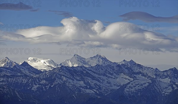 View from Pizzoni di Laveno to the Swiss peaks Alphubel