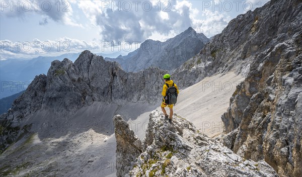Hiker on rocky outcrop