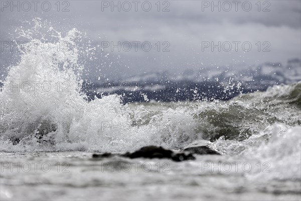 Storm Lolita raging on the stony shore in Hagnau