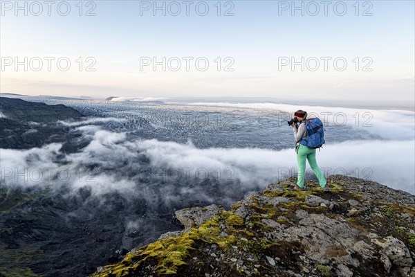 Hiker photographs spectacular landscape