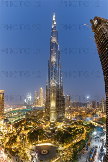Dubai Burj Khalifa Kalifa skyscraper skyline architecture at night in Dubai
