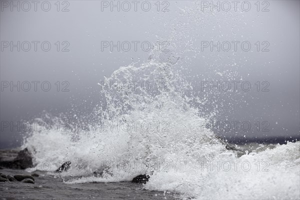 Storm Lolita raging on the stony shore in Hagnau