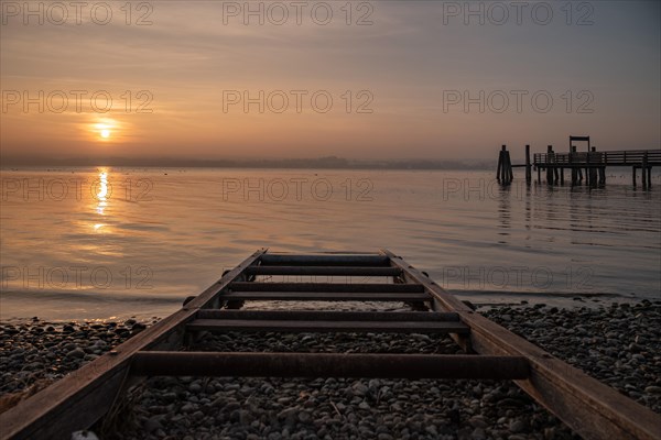 Slipway at sunset at the Lake Ammer