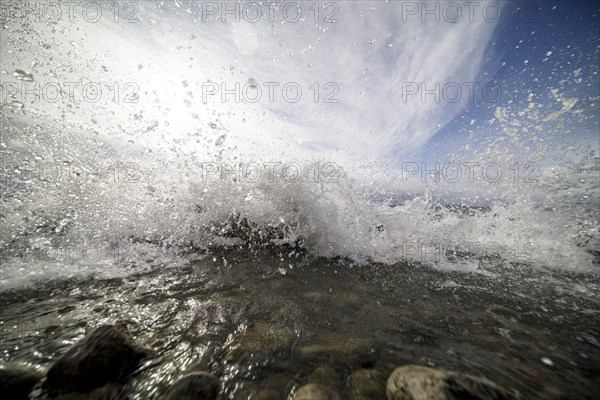 Storm Lolita raging on the stony shore in Hagnau