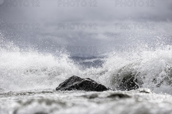 Storm Lolita raging on the stony shore in Hagnau